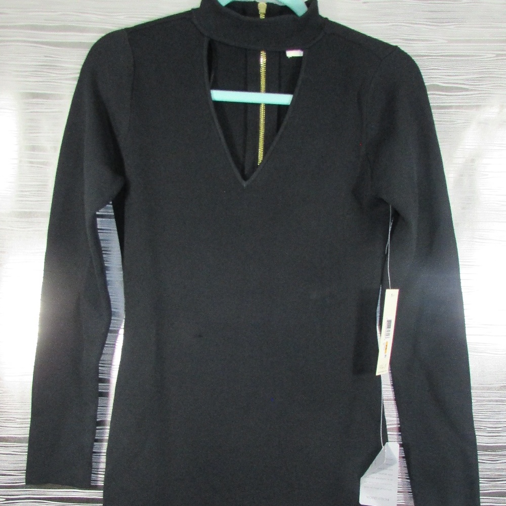 NWT Eliza J High Neck Black Long Sleeve Dress